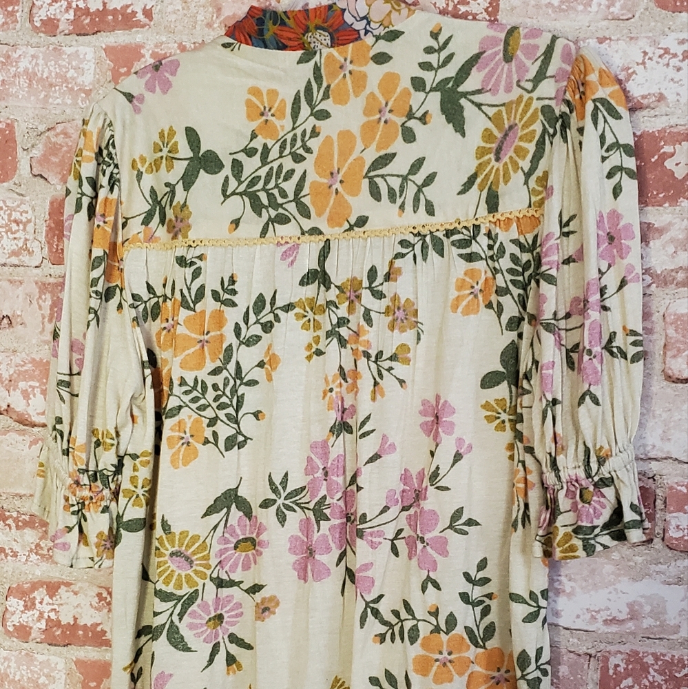 Anthropologie Blank London Xsmall Multicolor Floral V-Neck Embroidered Blouse - Picture 8 of 8